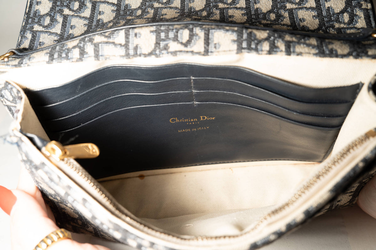 Christian Dior Oblique Saddle Pouch with Chain