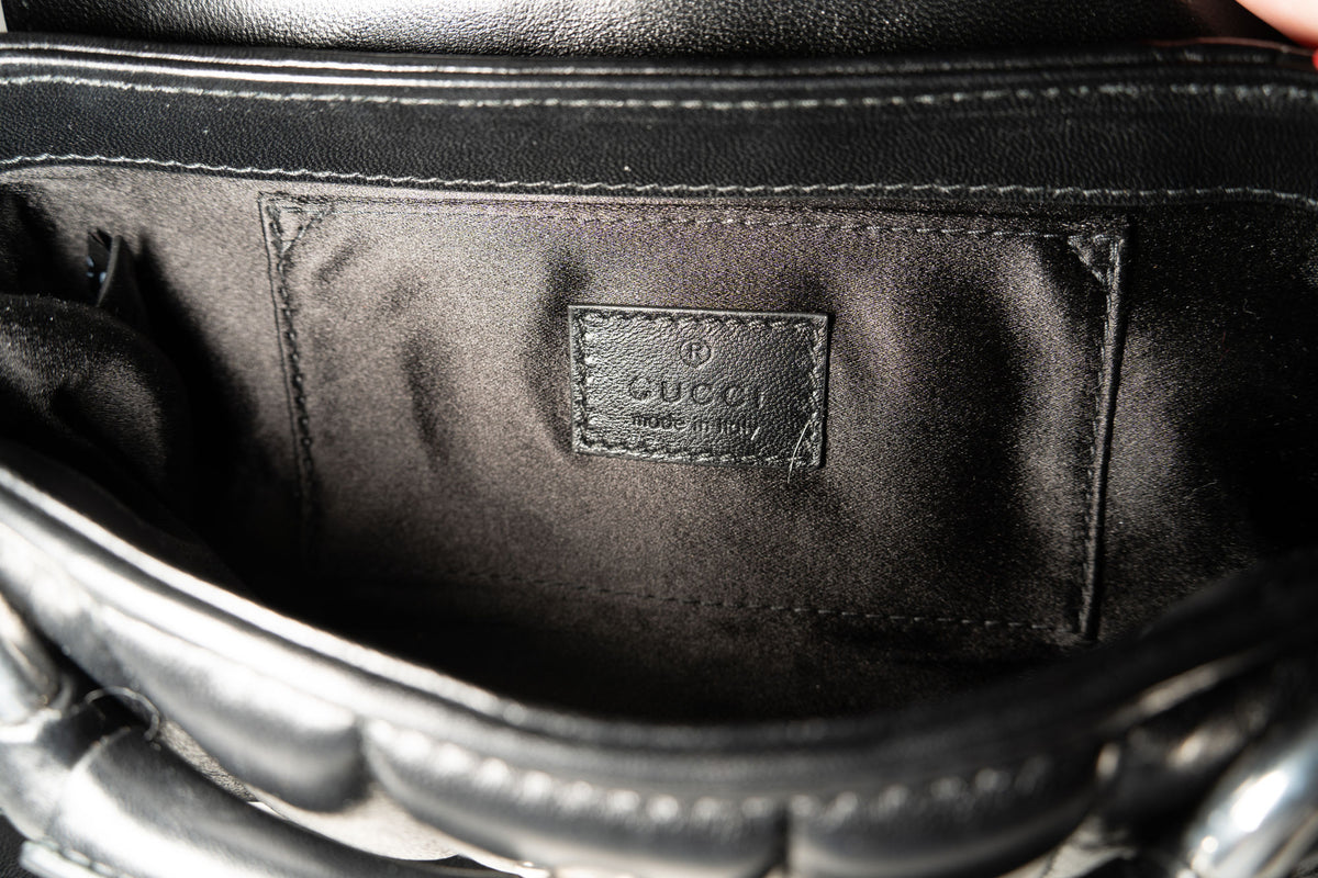Gucci Nappa Vertical Matelasse Small Maxi Horsebit Chain Shoulder Bag