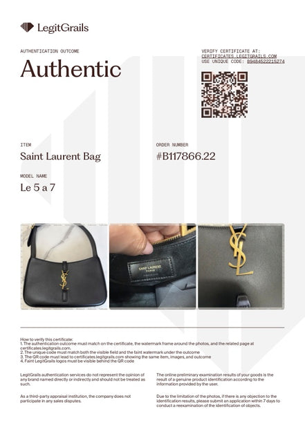 Saint Laurent Smooth Calfskin Le 5 A 7 Hobo Black