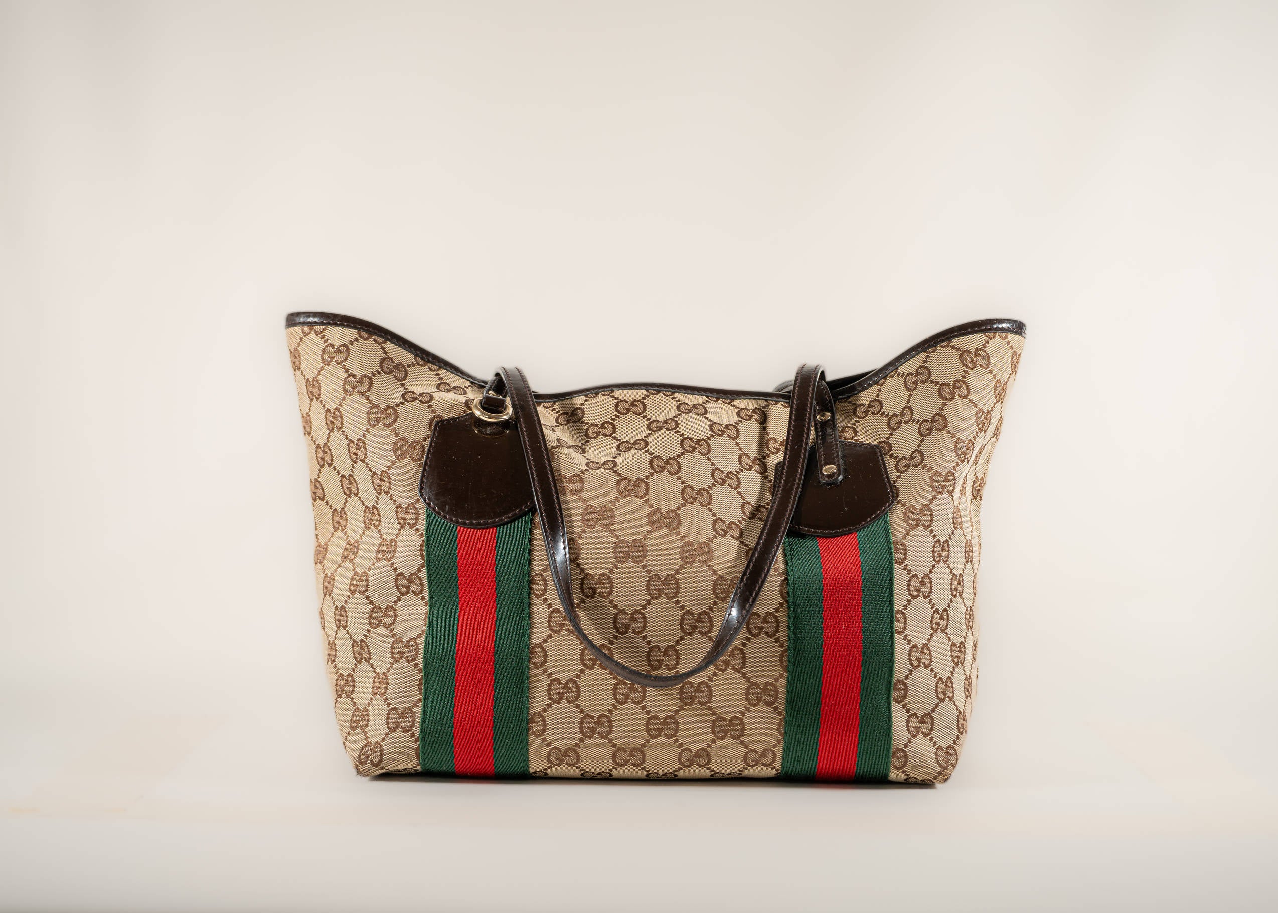 Gucci GG Canvas Web Sherry Line Tote