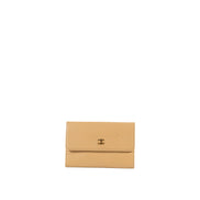 Chanel Beige Leather Flap Wallet