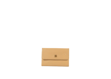 Chanel Beige Leather Flap Wallet