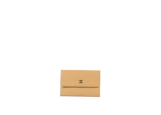 Chanel Beige Leather Flap Wallet