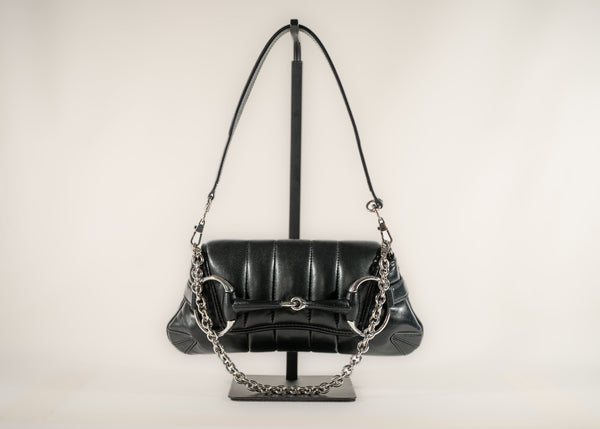 Gucci Nappa Vertical Matelasse Small Maxi Horsebit Chain Shoulder Bag