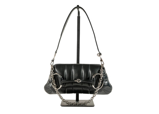 Gucci Nappa Vertical Matelasse Small Maxi Horsebit Chain Shoulder Bag
