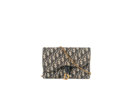 Christian Dior Oblique Saddle Pouch with Chain
