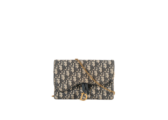 Christian Dior Oblique Saddle Pouch with Chain