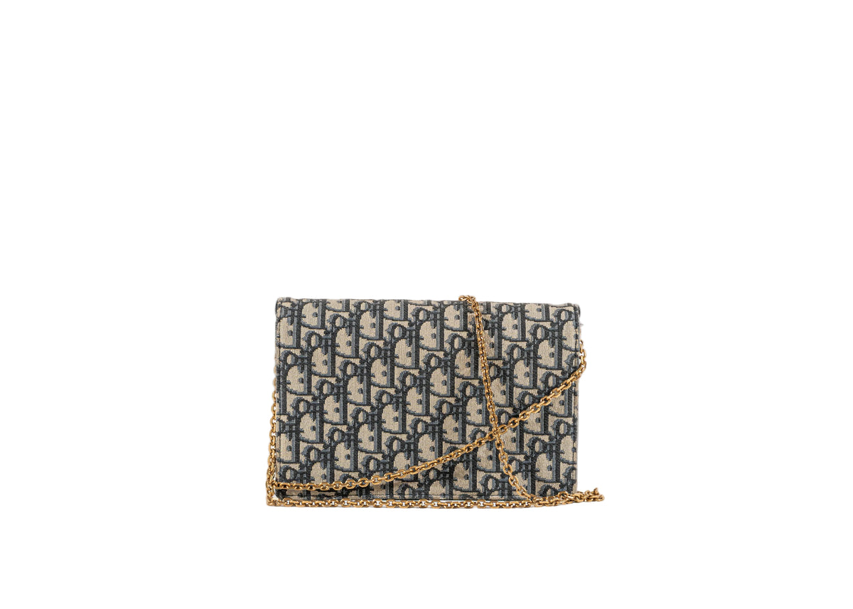Christian Dior Oblique Saddle Pouch with Chain