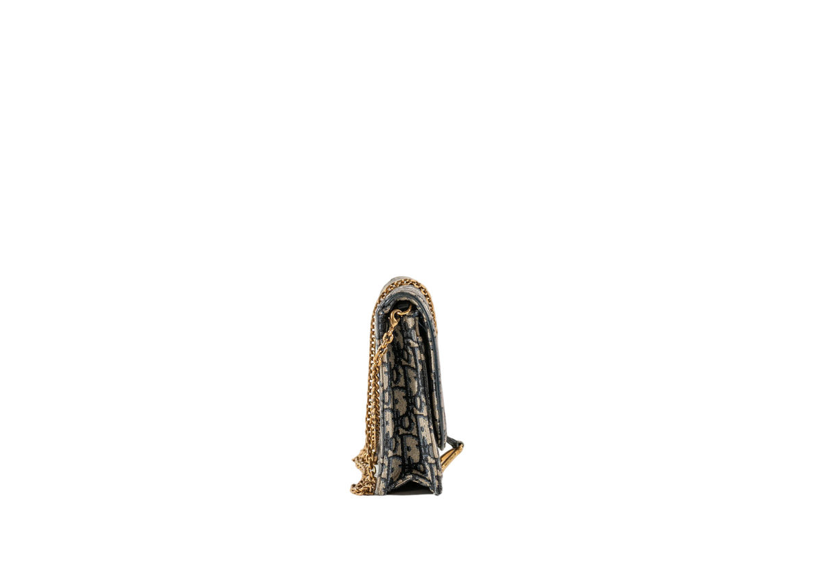 Christian Dior Oblique Saddle Pouch with Chain