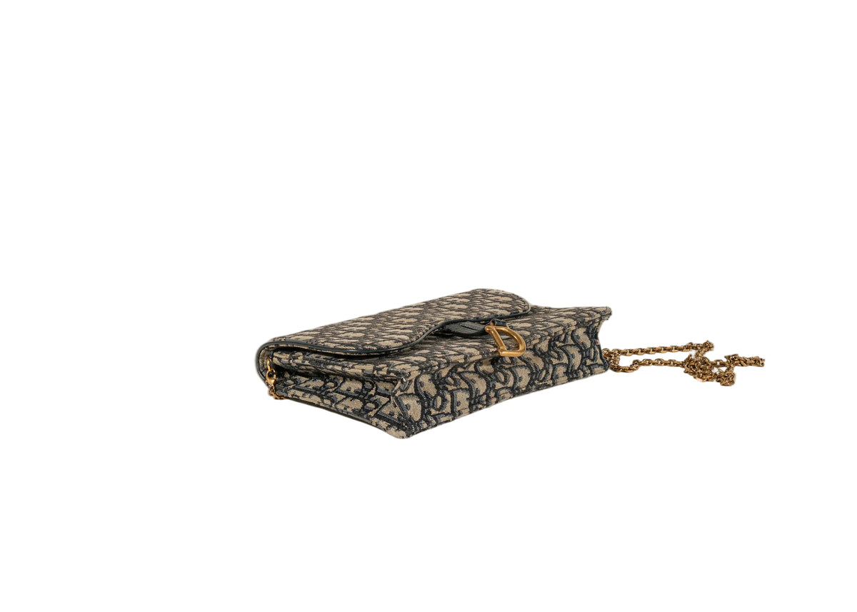 Christian Dior Oblique Saddle Pouch with Chain