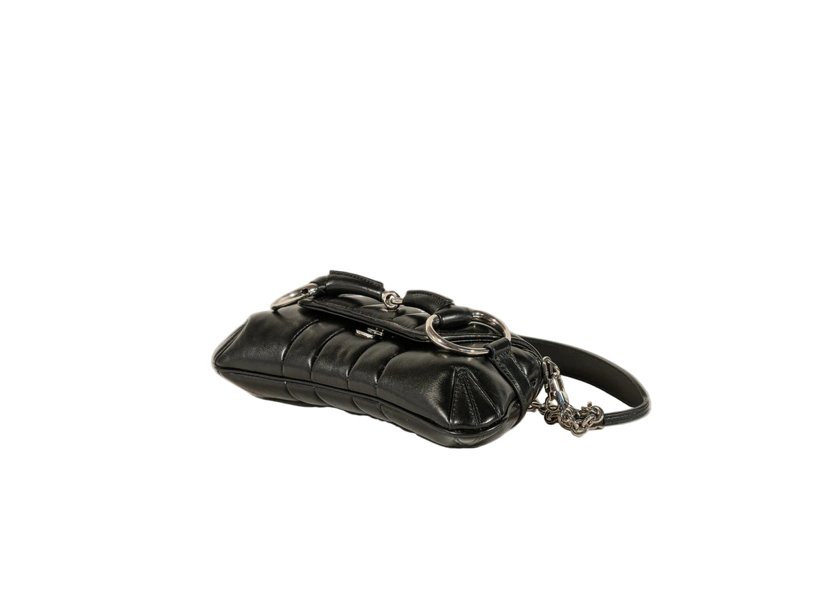 Gucci Nappa Vertical Matelasse Small Maxi Horsebit Chain Shoulder Bag